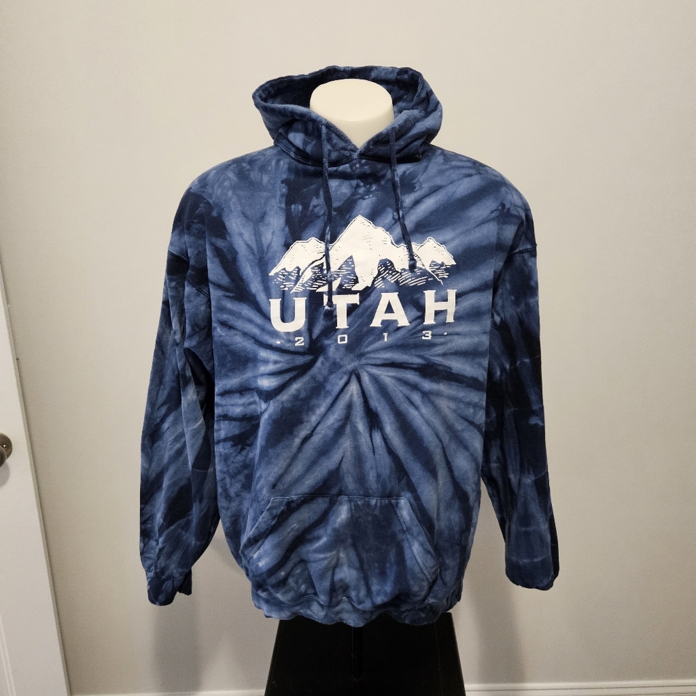 Tie Die Clothing Company UTAH Hoodie BLUE/WHITE XL Unisex